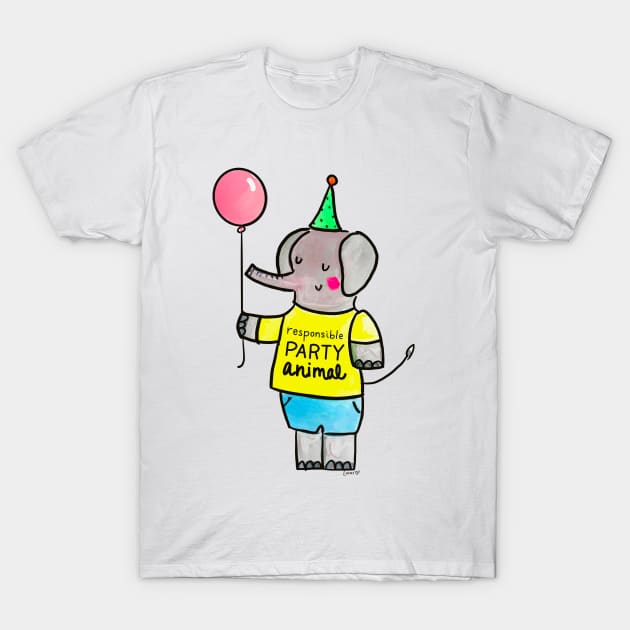 Responsible Party Animal Elephant T-Shirt by Lady Lucas